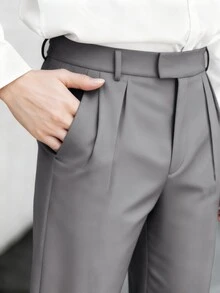 Manfinity Hypemode Pantalones de traje casual y versátil para hombres, adecuados para el desplazamiento diario - Gris Claro - Ver 4
