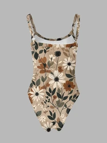 INAWLY Bodysuit Wanita Motif Bunga & Tumbuhan - MultiWarna - View 2