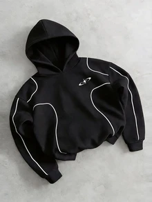 Sport MetroGents Men's Geometric Print Long Sleeve Hooded Sweatshirt - Black - View 1