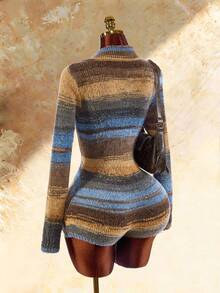 Amplova Women's Colorblock Casual Daily Knit Romper - Blue - View 2