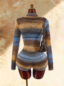 Amplova Women's Colorblock Casual Daily Knit Romper - Blue - View 9