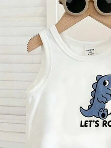 Baby Boy Casual Minimalist Soft Comfortable Outfit Suitable For Spring And Summer - White - View 4