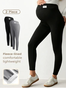 Modmama Maternity Letter Print Adjustable Waist Casual Leggings - Multicolor - View 3