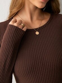 Modmama 孕婦秋季休閒純色修身長袖洋裝 - 彩色 - 查看 6
