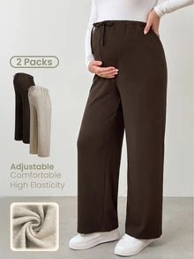 Modmama Maternity Casual Versatile Solid Color Pants Fall - Multicolor - View 1