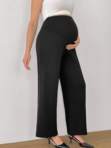 Modmama Maternity Solid Color Adjustable Waist Wide Leg Loose Long Pants Fall - Multicolor - View 2