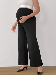 Modmama Maternity Solid Color Adjustable Waist Wide Leg Loose Long Pants Fall - Multicolor - View 5