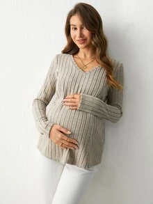 Modmama 3件組孕婦休閒簡約純色哺乳上衣套裝，適合秋季約會、拍照、性別揭曉，灰藍色、銀色、秋季灰色，正式款 - 彩色 - 查看 4