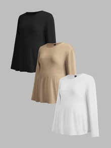 Modmama Maternity Casual Solid Color Side Slit T-Shirt For Autumn Fall - Multicolor - View 17