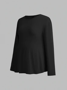 Modmama Maternity Casual Solid Color Side Slit T-Shirt For Autumn Fall - Multicolor - View 8