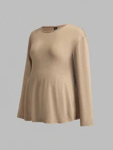 Modmama Maternity Casual Solid Color Side Slit T-Shirt For Autumn Fall - Multicolor - View 13