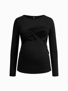 Modmama Maternity Nursing Striped Colorblock Long Sleeve Top Fall - Multicolor - View 9