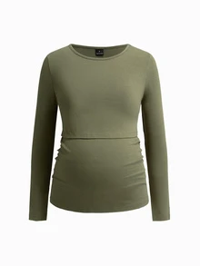 Modmama Maternity Nursing Striped Colorblock Long Sleeve Top Fall - Multicolor - View 16