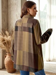 EMERY ROSE Plus Size Long Sleeve Casual Striped Shirt,Fall Women Clothes - Multicolor - View 2