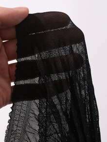 FRIFUL Women's Sheer Textured Fabric Tie-Up Layering Casual Loose Versatile Top Summer Vacation - Black - View 11
