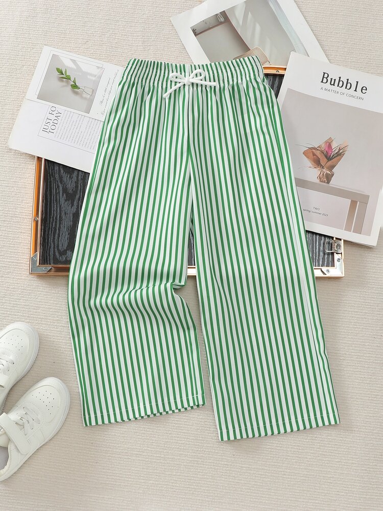 Genkimix Kids Young Girls Bow Pants, Casual, Cute, Preppy, Loose, Fall, Winter, Back To School, Outdoor, Sports, Daily, Comfortable, Outfit - Green - View 7