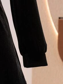 SHEIN فستان حفل العودة للمنزل بلون موحد للفتيات المراهقات، زي هالوين، أسلوب الخريف الأمريكي - الأسود - مشاهدة 3