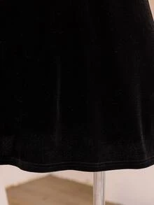 SHEIN فستان حفل العودة للمنزل بلون موحد للفتيات المراهقات، زي هالوين، أسلوب الخريف الأمريكي - الأسود - مشاهدة 10