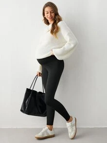 Modmama Maternity Solid Color Adjustable Waist Casual Daily Leggings - Multicolor - View 6