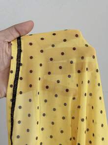 Maweii Plus Size Women's Yellow Polka Dot Mesh Romper, High Neck, Short Sleeve, Backless Design, Slim Fit, Suitable For Nightclub Parties, Pool Gatherings And Other Occasions - Yellow - View 8