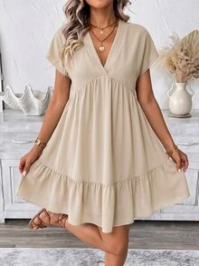 SHEIN LUNE Women Short Dresses - Apricot - View 4