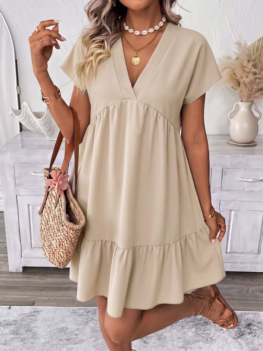 SHEIN LUNE Women Short Dresses - Apricot - View 1