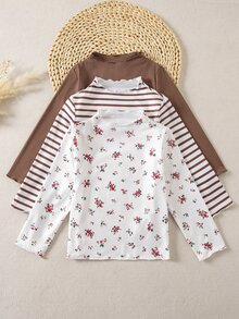 Emery Rose Kids Emery Rose Kids 女童立領休閒百搭日常長袖T恤 - 彩色 - 查看 3