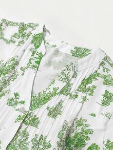 INAWLY Women's Fashionable Casual Bohemian Elegant Romantic Vacation Floral Print Button Front Dress Vacation White Floral Autumn - Green - View 6