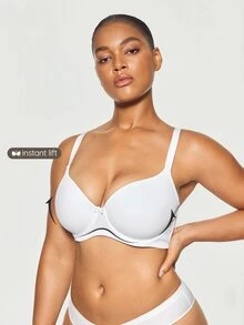 SHAPORA White Plus Size Medium Stretch Fabric Casual Bra With Cup Detail, Lift - White - View 5
