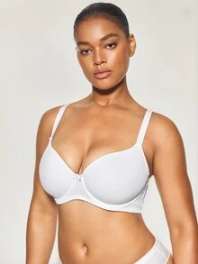 SHAPORA White Plus Size Medium Stretch Fabric Casual Bra With Cup Detail, Lift - White - View 6