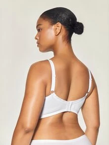 SHAPORA White Plus Size Medium Stretch Fabric Casual Bra With Cup Detail, Lift - White - View 2