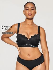 SHAPORA Plus Size Push-Up Comfort Seamless Underwire Padded Adjustable Bra, Single Pack Lingerie, Lift - Black - View 4
