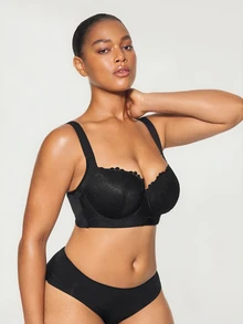 SHAPORA Plus Size Push-Up Comfort Seamless Underwire Padded Adjustable Bra, Single Pack Lingerie, Lift - Black - View 6