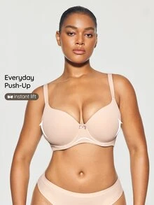 SHAPORA Plus Solid 聚拢带钢圈文胸，提升型 - 米色 - 查看 5