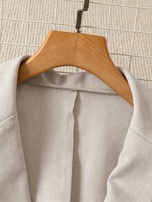 Franclia Women's Casual Fashion Lapel Pocket Lightweight Blazer Jacket - Apricot - View 6