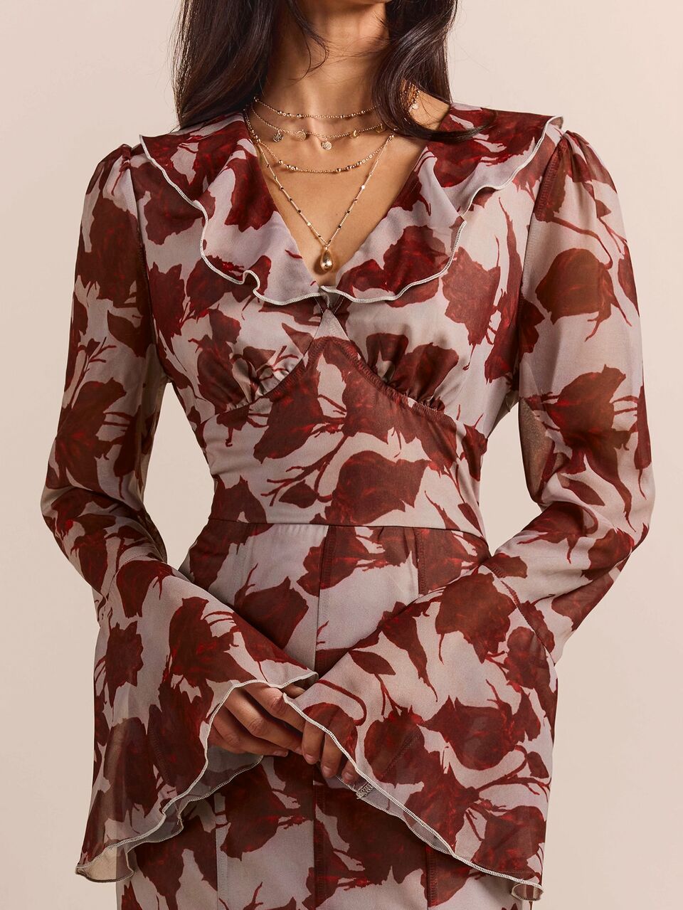 Enchnt Premium Pre-Fall Romantic Women's Elegant Red Floral Print Dress,Casual Dress,Birthday Dress,Festival Outfits,Autumn Clothes,Party Dress
