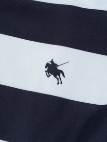 SHEIN 青少年女孩夾克 藍白條紋保暖內裡冬季運動衫 - 藍白色 - 查看 5