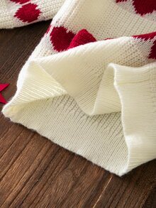SHEIN 女童針織愛心圖案 3D 蝴蝶結圓領休閒秋冬毛衣 - 彩色 - 查看 9