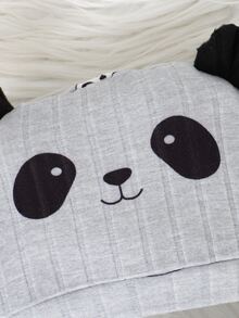 SHEIN 2pcs/Set Baby Boy Ribbed Fabric Bear Print Long Sleeve Romper & 3D Bear Ear Hat, Suitable For Casual, Outdoor, Vacation And Other Occasions, Versatile - Multicolor - View 8