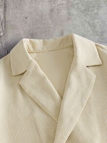AXEPEAK Men's Fashion Button-Up Collar Shirt And Pocket Flared Pants Set - Apricot - View 4
