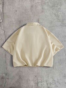 AXEPEAK Men's Fashion Button-Up Collar Shirt And Pocket Flared Pants Set - Apricot - View 5