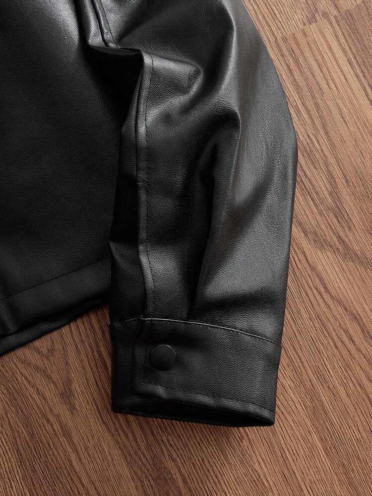 ESTAVOR Jaket Kulit Kasual Serbaguna untuk Pria untuk Musim Gugur - Hitam - View 8