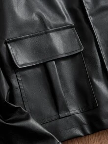 ESTAVOR Men's Casual Versatile Leather Jacket For Autumn - Black - View 6