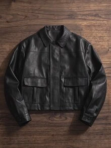 ESTAVOR Men's Casual Versatile Leather Jacket For Autumn - Black - View 9