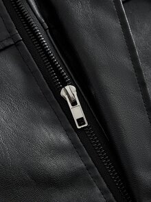 ESTAVOR Men's Casual Versatile Leather Jacket For Autumn - Black - View 7