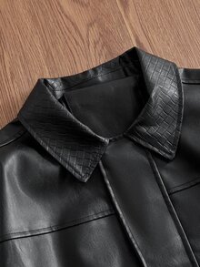 ESTAVOR Men's Casual Versatile Leather Jacket For Autumn - Black - View 5