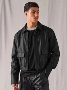 ESTAVOR Men's Casual Versatile Leather Jacket For Autumn - Black - View 3