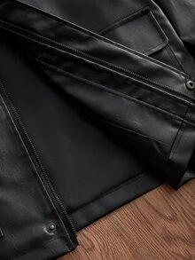 ESTAVOR Men's Casual Versatile Leather Jacket For Autumn - Black - View 10