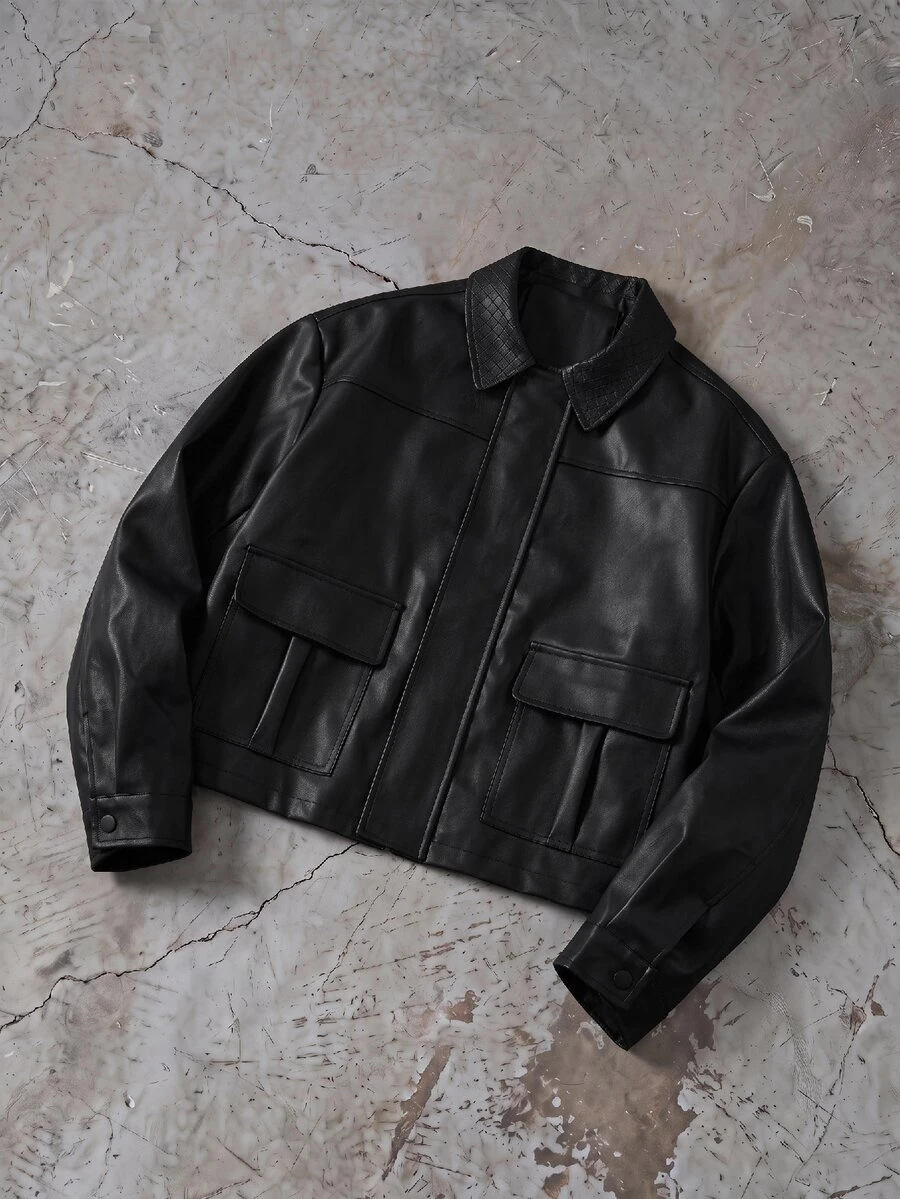 ESTAVOR Men's Casual Versatile Leather Jacket For Autumn - Black - View 1