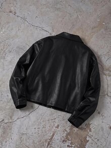 ESTAVOR Men's Casual Versatile Leather Jacket For Autumn - Black - View 2